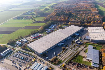 Gewerbegebiet Horst mit Magna Exteriors, Zufall Logistics, STS Group und Thermo Fisher im Ortsteil Minderslachen in Kandel im Bundesland Rheinland-Pfalz, Deutschland von oben gesehen