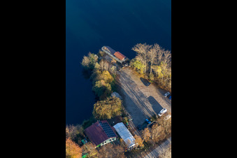 Anglerheim am Altrhein in Neupotz im Bundesland Rheinland-Pfalz, Deutschland aus der Luft
