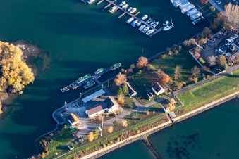 Luftbild von Jachthafen Motorbootclub Kalsruhe e.V im Ortsteil Knielingen in Karlsruhe im Bundesland Baden-Württemberg, Deutschland