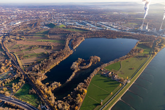 Knielinger See und Hofgut Maxau im Ortsteil Knielingen in Karlsruhe im Bundesland Baden-Württemberg, Deutschland