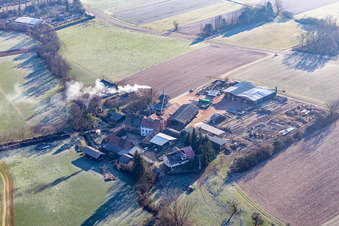 Holzwerk Orth mit abgebrannter Halle im Ortsteil Schaidt in Wörth am Rhein im Bundesland Rheinland-Pfalz, Deutschland