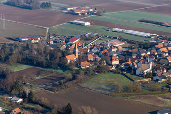 Protestantische Kirche in Minfeld im Bundesland Rheinland-Pfalz, Deutschland
