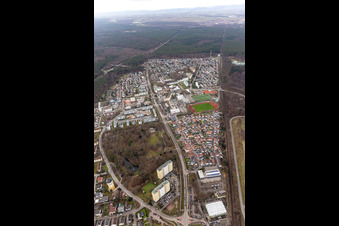 Luftbild von Dorschberg mit dem Wörther Bürgerpark in Wörth am Rhein im Bundesland Rheinland-Pfalz, Deutschland