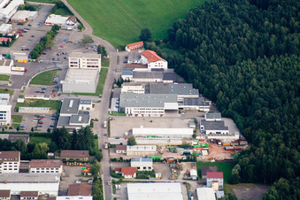 Ittersbach, Industriegebiet im Ortsteil Im Stockmädle in Karlsbad im Bundesland Baden-Württemberg, Deutschland von oben
