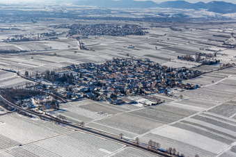 Winterluftbild im Schnee in Walsheim im Bundesland Rheinland-Pfalz, Deutschland