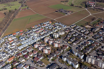 Luftbild von Neubaugebiet Germanenweg, Keltenstr in Renningen im Bundesland Baden-Württemberg, Deutschland