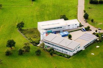 Ittersbach, Industriegebiet im Ortsteil Im Stockmädle in Karlsbad im Bundesland Baden-Württemberg, Deutschland vom Flugzeug aus