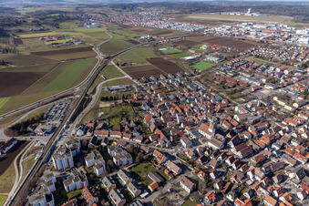 S-Bahnhof Renningen-Süd mit Mitfahrerparkplatz im Bundesland Baden-Württemberg, Deutschland