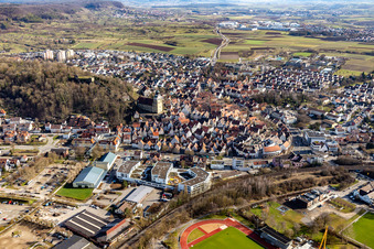 Stadtansicht aus Norden in Herrenberg im Bundesland Baden-Württemberg, Deutschland