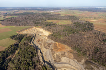 Steinbruch, Georg Mast Schotterwerk, Erddeponie im Ortsteil Sulz am Eck in Wildberg im Bundesland Baden-Württemberg, Deutschland vom Flugzeug aus