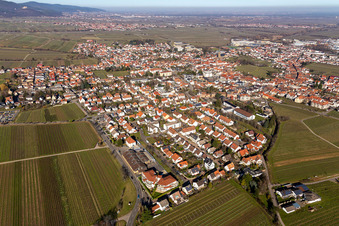 Schrägluftbild von Edenkoben im Bundesland Rheinland-Pfalz, Deutschland