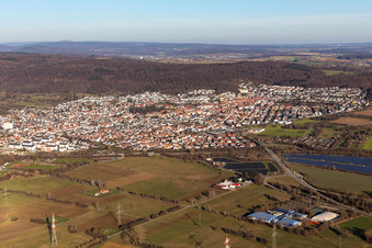 Luftbild von Ortsansicht der Straßen und Häuser der Wohngebiete in Nußloch im Bundesland Baden-Württemberg, Deutschland