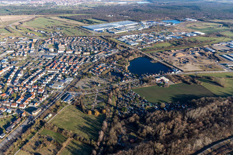 Schrägluftbild von Philippsburg im Bundesland Baden-Württemberg, Deutschland