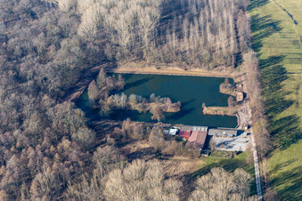 Fischweiher Wehrloch in Herxheim bei Landau im Bundesland Rheinland-Pfalz, Deutschland