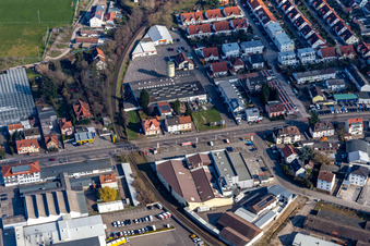 Gewerbegebiet und Firmenansiedlung des ehemaligen Promarkt-Gelände Am Rabensteinerweg in Speyer im Bundesland Rheinland-Pfalz, Deutschland