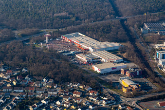 Gebäude der Niederlassung des Baumarktes BAUHAUS Speyer in Speyer im Ortsteil Burgfeld im Bundesland Rheinland-Pfalz, Deutschland