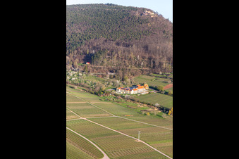 Gebäudekomplex der Hotelanlage Wohlfühlhotel Alte Rebschule und Gasthaus Sesel im Frühling in Rhodt unter Rietburg im Bundesland Rheinland-Pfalz, Deutschland