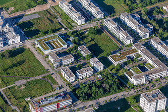 Technologiepark im Ortsteil Rintheim in Karlsruhe im Bundesland Baden-Württemberg, Deutschland von der Drohne aus gesehen