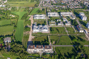 Technologiepark im Ortsteil Rintheim in Karlsruhe im Bundesland Baden-Württemberg, Deutschland von oben