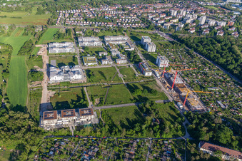 Technologiepark im Ortsteil Rintheim in Karlsruhe im Bundesland Baden-Württemberg, Deutschland aus der Luft