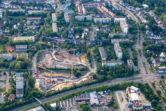 Baustelle an der Thomas Mann Straße im Ortsteil Daxlanden in Karlsruhe im Bundesland Baden-Württemberg, Deutschland