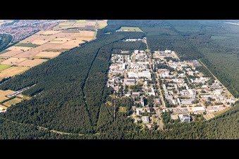 Luftbild von KIT-Campus Nord aus Süden im Ortsteil Leopoldshafen in Eggenstein-Leopoldshafen im Bundesland Baden-Württemberg, Deutschland