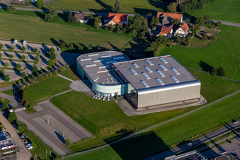 Museum- und Ausstellungs- Gebäude des Erwin Hymer Museum für Reisemobile in Bad Waldsee im Ortsteil Hopfenweiler im Bundesland Baden-Württemberg, Deutschland