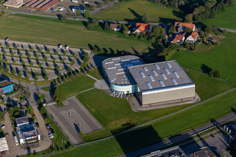Luftbild von Erwin Hymer Museum im Ortsteil Hopfenweiler in Bad Waldsee im Bundesland Baden-Württemberg, Deutschland