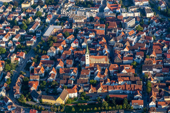 Altstadtbereich und Innenstadtzentrum mit der Johanneskirche in Bad Saulgau im Bundesland Baden-Württemberg, Deutschland