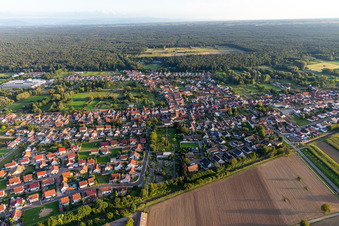Luftbild von Pfarrkirche St. Leo im Ortsteil Schaidt in Wörth am Rhein im Bundesland Rheinland-Pfalz, Deutschland