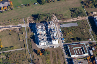 Ortsteil Rintheim in Karlsruhe im Bundesland Baden-Württemberg, Deutschland vom Flugzeug aus