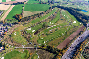 Gelände des Golfplatz Golfpark Karlsruhe GOLF absolute in Karlsruhe im Ortsteil Hohenwettersbach im Bundesland Baden-Württemberg, Deutschland von oben gesehen