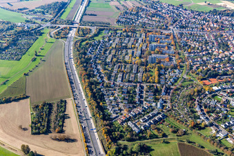 Schrägluftbild von Ortsteil Rüppurr in Karlsruhe im Bundesland Baden-Württemberg, Deutschland