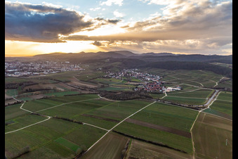 Ortsteil Oberhofen in Pleisweiler-Oberhofen im Bundesland Rheinland-Pfalz, Deutschland aus der Luft