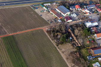 Luftbild von Gewerbegebiet In der Nauroth. Autoreifen Discount Lid in Ellerstadt im Bundesland Rheinland-Pfalz, Deutschland