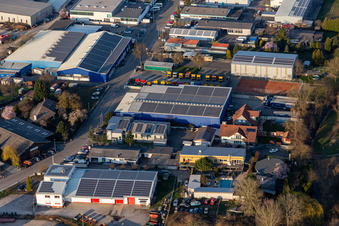 Luftbild von Automatik-Getriebe-Service Bussler Südfpfalz;  KARMAN Motor und Getriebe Service;  Troha Spedition Horst Tropf e. K in Hagenbach im Bundesland Rheinland-Pfalz, Deutschland