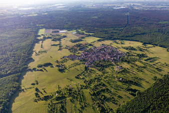 Ortsteil Büchelberg in Wörth am Rhein im Bundesland Rheinland-Pfalz, Deutschland von einer Drohne aus