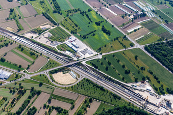 Info-Center Tunnel Rastatt in Ötigheim im Bundesland Baden-Württemberg, Deutschland aus der Luft