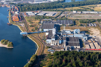 Luftbild von Papierfabrik Palm GmbH & Co. KG | Werk Wörth am Rhein im Bundesland Rheinland-Pfalz, Deutschland