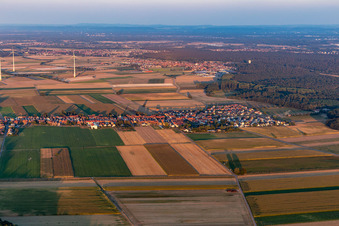 Ortsteil Hayna in Herxheim bei Landau im Bundesland Rheinland-Pfalz, Deutschland von oben gesehen