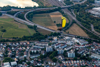 Drohnenbild von Ortsteil Maximiliansau in Wörth am Rhein im Bundesland Rheinland-Pfalz, Deutschland