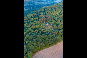 Luftaufnahme von Maria Statue in Poissons im Bundesland Haute-Marne, Frankreich