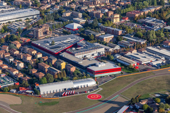 Formel 1 Rennstrecke von Ferrari, Pista di Fiorano, Circuito di Fiorano in Fiorano Modenese im Bundesland Modena, Italien von oben gesehen