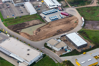 Gewerbegebiet Lauterburger Straße in Kandel im Bundesland Rheinland-Pfalz, Deutschland vom Flugzeug aus