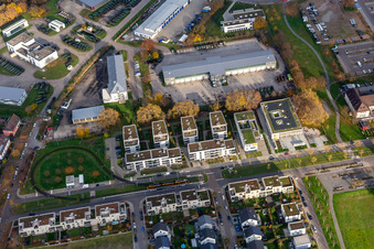 Straßenbahnkehre an der Egon-Elermann-Allee im Ortsteil Knielingen in Karlsruhe im Bundesland Baden-Württemberg, Deutschland