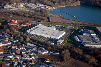 Luftbild von Industriegebiet Faureciastraße Faurecia GmbH in Hagenbach im Bundesland Rheinland-Pfalz, Deutschland