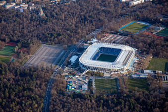 BBBank Wildpark, fast vollendeter Stadionneubau des KSC im Ortsteil Innenstadt-Ost in Karlsruhe im Bundesland Baden-Württemberg, Deutschland