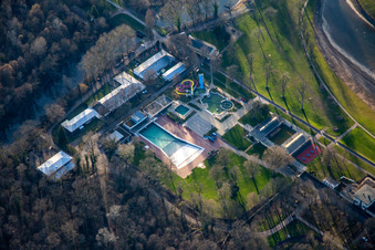 Rheinstrandbad Rappenwört im Winterschlaf im Ortsteil Daxlanden in Karlsruhe im Bundesland Baden-Württemberg, Deutschland