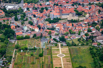 Luftaufnahme von Stiftskirche St. Servatii in Quedlinburg im Bundesland Sachsen-Anhalt, Deutschland