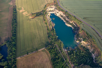 Luftbild von Baggersee an der Bahnhofstr im Ortsteil Ermsleben in Falkenstein im Bundesland Sachsen-Anhalt, Deutschland